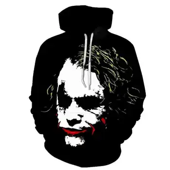 2021 Anime Obleko Klovn Joker 3D Tie Dye Moški pulover s kapuco Hip Hop Hombre Sudaderas Con Capucha Plus Velikost Majica Oversize Oblačila 3XL