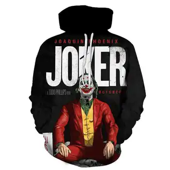 2021 Anime Obleko Klovn Joker 3D Tie Dye Moški pulover s kapuco Hip Hop Hombre Sudaderas Con Capucha Plus Velikost Majica Oversize Oblačila 3XL