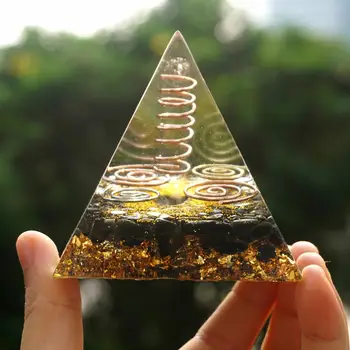 Velika Jasno, Kremen Steber Orgonski Piramida 70 mm z Baker Medenina Obsidian Energije Zdravljenje Čakre Reiki Močan Orgonite Piramido