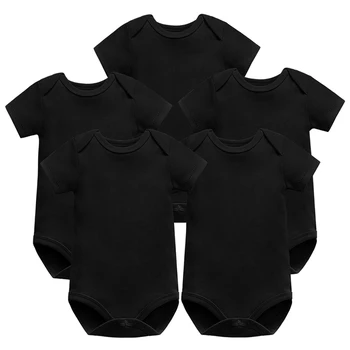 5Pieces/Veliko Baby Bodysuit Fant, Dekle, Otroška Oblačila, kratek rokav Telo Novorojenčka Black Bombaž 0-12 mesecev