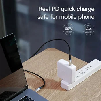 Baseus 60 W Kabel USB Tip-C Tip-C PD USB Hitro Polnjenje Kabel Z Mehko Svetlobo Žice Kabel Za Samsung za Xiaomi za Huawei