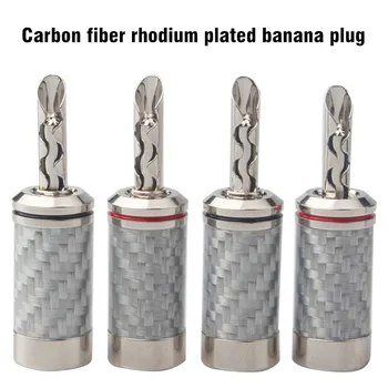 Črno / Bela ogljikovih vlaken čistega bakra rodij prekrita banana vtič z zobmi hi-fi avdio zvočniški kabel priključite
