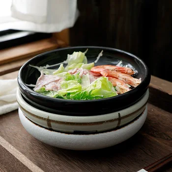 Japonski slog visoke kakovosti teksturirane posebne oblike keramično ploščo retro posode za gospodinjstvo 8 inch večerja plošče debele WF