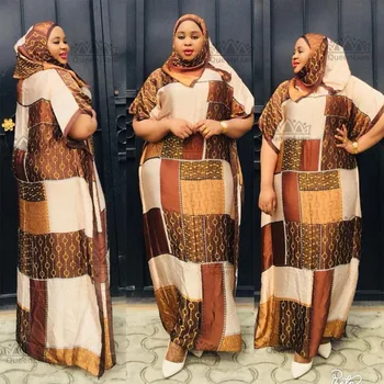 Dolžina：150 cm,Prsi:190 cm Brezplačno Velikost Novih Šifon Super Velikost Afriške Dashiki Tradicionalnih Stranka Obleko z Šal Za Lady(DBF07#）