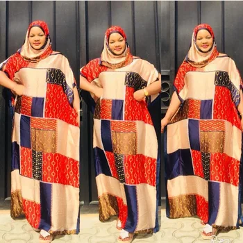 Dolžina：150 cm,Prsi:190 cm Brezplačno Velikost Novih Šifon Super Velikost Afriške Dashiki Tradicionalnih Stranka Obleko z Šal Za Lady(DBF07#）