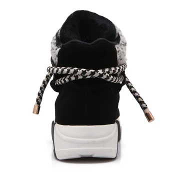 Narava Antilop Sneg Škornji Ženske Zimske Platformo Petah, Prečni Trak Priložnostne Čevlji G321 Ženska Krog Toe Čipke Črnega Topli Škornji