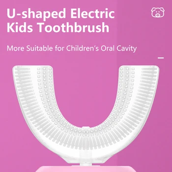 Smart U Električna zobna ščetka Otroci Hrana Razred Silicij Krtačo Ultrazvočno Risanka za Otroke 360-Stopinjski Samodejno IPX7 Nepremočljiva