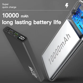 10000mAh Moči Banke Za 22,5 W QC4.0 PD VOOC 5A Hitro Polnjenje Powerbank USB Tip C dvosmerni Hitro polnjenje Zunanji Polnilec za Baterije