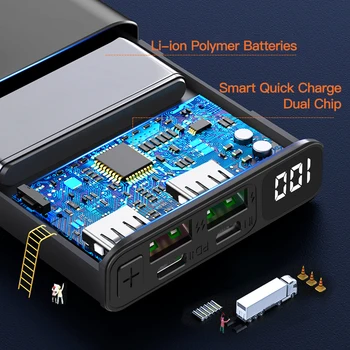 10000mAh Moči Banke Za 22,5 W QC4.0 PD VOOC 5A Hitro Polnjenje Powerbank USB Tip C dvosmerni Hitro polnjenje Zunanji Polnilec za Baterije