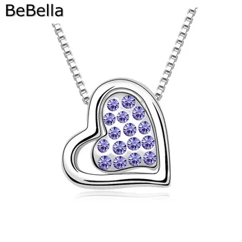 BeBella 5 barv srčkan srce obesek ogrlico z češki kristal za ženske, darilo