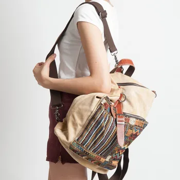 Kitajski retro slogu žensk Vezenje nahrbtnik Etnične značilnosti prosti čas platno nahrbtnik ramo torba torba