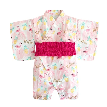 Japonska Tradicionalna Oblačila Yukata Otroci Baby Boy Otroci Srčkan Živali Natisnjeni Azijskih Malčka Retro Kimono Jumpsuit Obi Romper Set