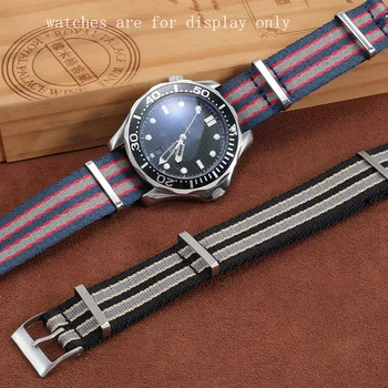 Črtasto Najlon watchband 20 mm moška manšeta s pin sponke za Omeg 007 Nato Platno Verige Moške Ure Trak