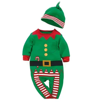 Malčka, Fant, Dekle, Božični Kostum Nastavite Dolg Rokav Santa Claus Romper s Klobuk Festival Obleke za Malčke Boys Enem Kosu Elf Jumpsuit