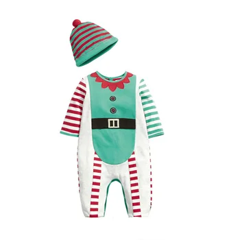 Malčka, Fant, Dekle, Božični Kostum Nastavite Dolg Rokav Santa Claus Romper s Klobuk Festival Obleke za Malčke Boys Enem Kosu Elf Jumpsuit