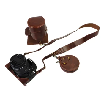 Digitalni Fotoaparat Usnjena torbica Kritje Za Nikon D3400 D3200 D3300 D3000 18-55mm VR Fotoaparat Primeru Baterijo, Odpiranje Z Vrečko za Shranjevanje