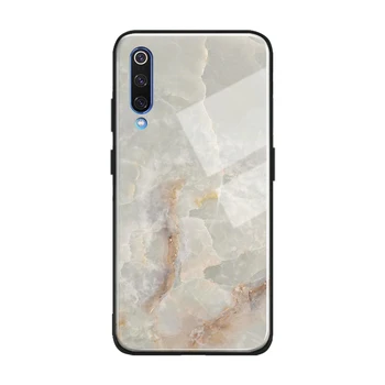 Alabaster bela jade Marmorja, kamen, Steklo, Silikonski Telefon Primeru Kritje za Xiaomi mi 6 8 9 SE mix 2 2s 3 redmi opomba 5 6 7 8 pro