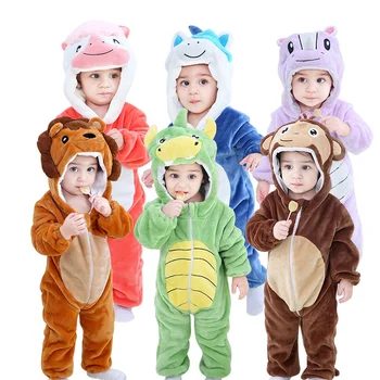 Lepe Risanke Flanela Otroške Igralne Obleke Šiva Zajec Panda Pižamo Bombaž Baby Boy Dekleta Živali Kostum Baby Jumpsuit Kigurumi Obleko
