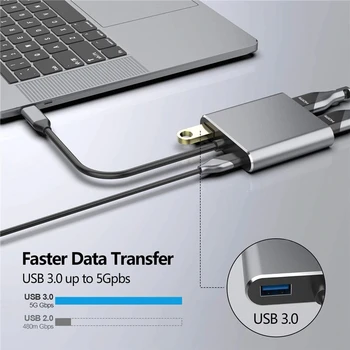 USB Tip C Hub Dvojni 4K HD HDMI-USB PD Polnjenje Vrata USB-C Razširitveno Postajo Podporo Dual-Screen Display za MacBook