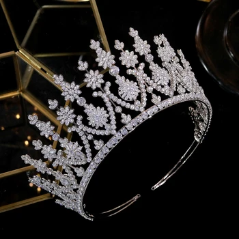 ASNORA Nove luksuzne klasične poročne krono, ovalne CZ kubičnih cirkonij poroko tiara, vodja pribor ženske stranka big krono A007813