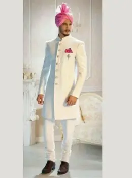 Klasično moško obleko Indijski tradicionalni poročni moška obleka dolg suknjič hlače diplomi stranka formalno obleko terno masculin 2 kosa