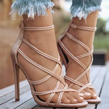 LTARTA 2019 Vrh Prodajo Sandali prečni trak visoko peto sandali votlih fishmouth v ženskih čevljev, plus velikost 43 ZL-B740