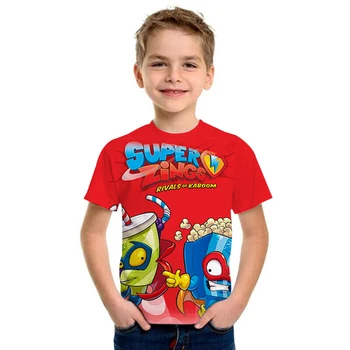 Otroci Priložnostne Tiskanja Vrhovi Superzings Fashion Majica s kratkimi rokavi Poletje Kratek Rokav O-vratu Tshirt Za Baby Fantje Risanka Tees Dekleta T-shirt