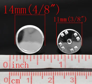 30 Sklopov Silver Plated Krog Chrysoprase Nastavitev Broške 14mmx10mm 11mmx6mm(Fit 12 mm) (B19579)