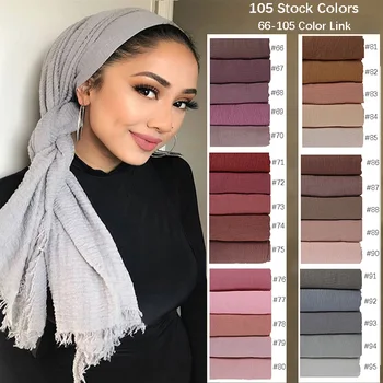 180X90CM 105 Barve Ženske Crinkle Crimp Bombaž Turban Hidžab Šali Klasičnih Preprosto Enostavno Classy Muslimanskih Rut