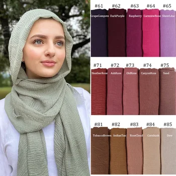 180X90CM 105 Barve Ženske Crinkle Crimp Bombaž Turban Hidžab Šali Klasičnih Preprosto Enostavno Classy Muslimanskih Rut