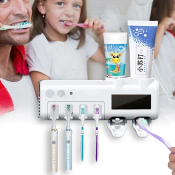 UV Sterilizator zobne ščetke Imetnik Sončne Energije USB Samodejno zobna pasta Squeezers Razpršilnik Stensko montažo Kopalniške Opreme