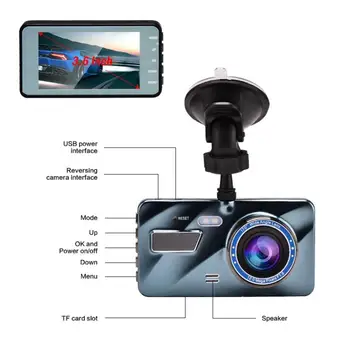 J16 Vožnja Avtomobila Diktafon 3.6 palčni Avto DVR Pogled od Zadaj Kamero 1080P FHD Dash Fotoaparat 170 Široko Angel Night Vision G-senzor Dash Cam