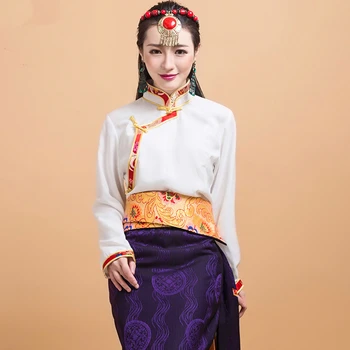 Tibera Oblačila Kitajski Enthic Slog Tibera Tradicionalna Oblačila Vrhovi Bombaž Perilo Rumena Bela Rdeča za Ženske Tibera Bluze
