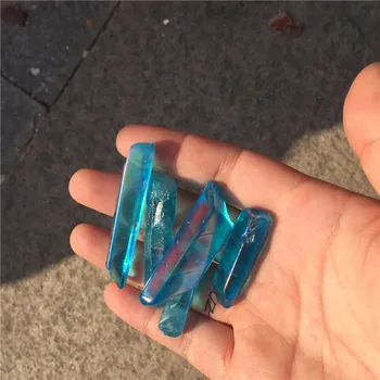 50 g Debelo Modro Aura Quartz Crystal Padle Kamni Titanium obložene