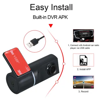 Eunavi Avto DVR Kamera 140 stopinj HD 720P Spredaj Armaturna Kamera Za Android avtoradio, Predvajalnik USB DVR Kamera