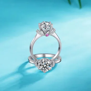 D VVS1 1ct moissanite Lepo nit obroč, 925 Sterling Srebro, Diamant prstan. Modni nakit,Majhnih Diamantov