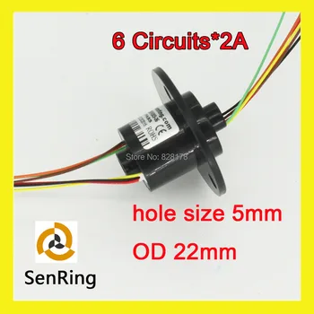 Mini skozi luknjo slip ring/rotacijski skupno 5 mm izvrtina velikosti OD 22 mm s prirobnico