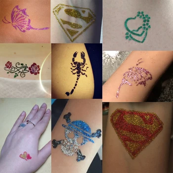 5 Listov/Veliko Bleščic Airbrush Tattoo Matrice za Paiting Predlogo Henna Tatoo Predloge za Ženske, Otroci Risanje 105Pcs Vzorci