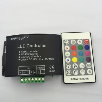 RGBW glasbe krmilnik s 24 tipko RF daljinski sanje barvni led rgbw LED RF glasbe remotecontroller DC12-24V za RGBW led trakovi