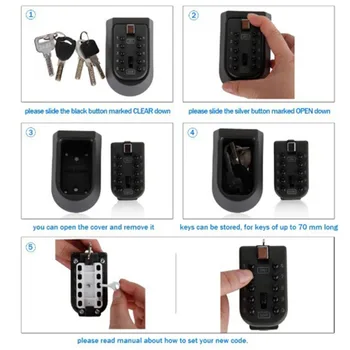 1Pc Black Varnostni ključ Omarico na Prostem Kombinacija Skriti Ključ, Safe Lock Box za Shranjevanje Stenske