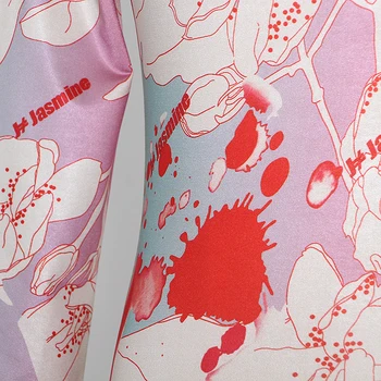 TWOTWINSTYLE Mozaik Print Majica s kratkimi rokavi Za Ženske Turtleneck Dolg Rokav Hit Barve Slim T Srajce Ženski 2020 Jeseni Modna Oblačila