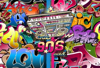 Avezano 80s 90s Stranka Fotografija Kulise Odraslih Rojstni dan Hip Hop Disco Retro Slogu Graffit Ozadju Banner Photobooth Rekviziti