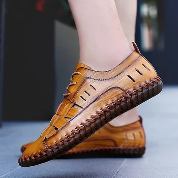 Sandles mens poletne sandale pravega usnja classic roman prostem ročno izdelani čevlji obleko platformo sandalia masculina velika velikost 47