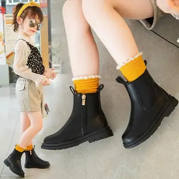 Otroci Usnje Chelsea Škornji, Nepremočljiva Otrok Superge Sivo Črni Škornji Za Otroško Škornji Za Dekleta Fantje Čevlji Šoli Stranka
