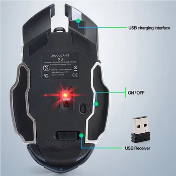 Nove 2,4 GHz Brezžična Miška za ponovno Polnjenje Tiho USB Optični Ergonomska Igranje Mini Miške Za PC Računalnik Prenosni računalnik