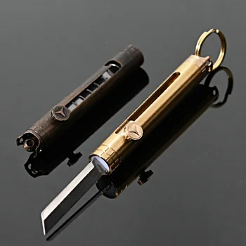 EOS Mini Snemljiv Nož Prenosni Rezanje Papirja Multi-funkcijo Mini Rezilo Noži Medenina Žep Key Ring Folding Nož