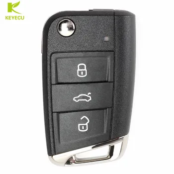 KEYECU Zamenjavo 3 Gumb brez ključa-Go Flip Daljinski Ključ Fob 434MHz ID48 za Volkswagen MQB Golf VII MK7,za Skoda Octavia A7 2017