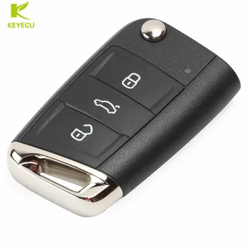 KEYECU Zamenjavo 3 Gumb brez ključa-Go Flip Daljinski Ključ Fob 434MHz ID48 za Volkswagen MQB Golf VII MK7,za Skoda Octavia A7 2017