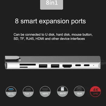8 V 1 Multiport Tip C Do USB-C 4K HDMI Adapter USB 3.0 Kabel usb Hub