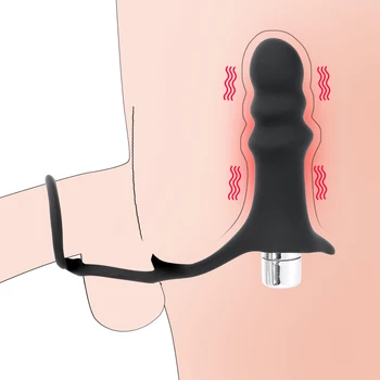 VATINE Penis Prstan Moški Prostate Massager Vibrator Analni Čep, Vibrator P-Spot Stimulator 4 Frekvence Silikona